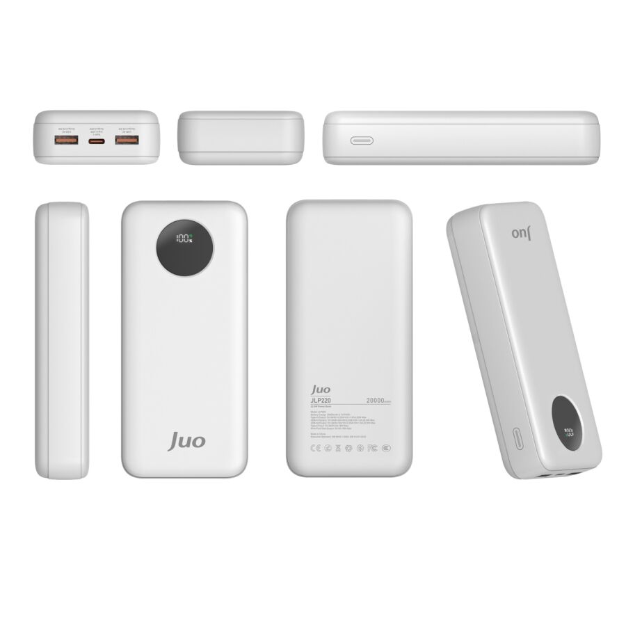 Juo 20000 mAh 22.5W Dijital Led Ekranlı Taşınabilir Hızlı Şarj Cihazı Powerbank Beyaz - 4