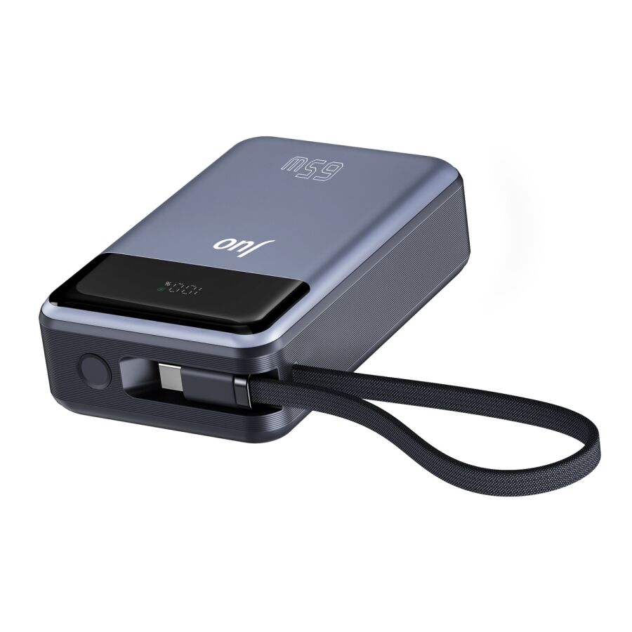 Juo 20000 mAh 65W LED Ekranlı USB-A + Type-C Kablolu Taşınabilir Hızlı Şarj Cihazı Powerbank - 3