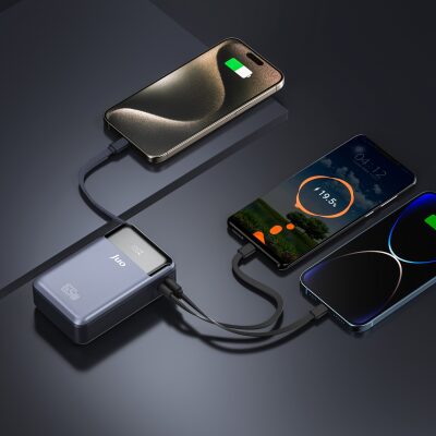 Juo 20000 mAh 65W LED Ekranlı USB-A + Type-C Kablolu Taşınabilir Hızlı Şarj Cihazı Powerbank - 4
