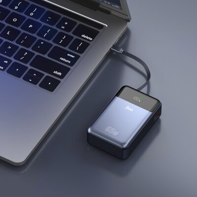 Juo 20000 mAh 65W LED Ekranlı USB-A + Type-C Kablolu Taşınabilir Hızlı Şarj Cihazı Powerbank - 5