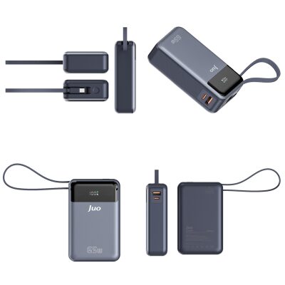 Juo 20000 mAh 65W LED Ekranlı USB-A + Type-C Kablolu Taşınabilir Hızlı Şarj Cihazı Powerbank - 7
