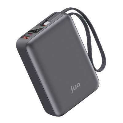 Juo 20000mAh 45W LED Ekranlı USB-A + Type-C Dahili Kablolu Powerbank Taşınabilir PD Hızlı Şarj Cihazı