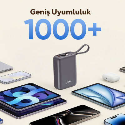 Juo 20000mAh 45W LED Ekranlı USB-A + Type-C Dahili Kablolu Powerbank Taşınabilir PD Hızlı Şarj Cihazı - 6