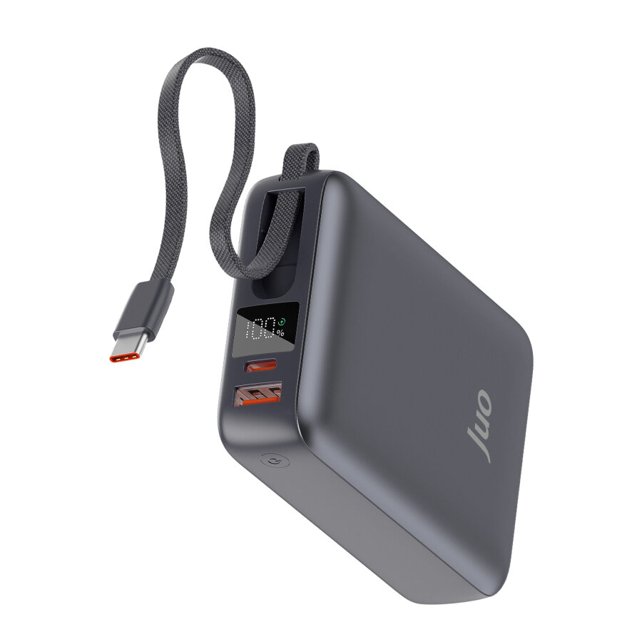 Juo 20000mAh 45W LED Ekranlı USB-A + Type-C Dahili Kablolu Powerbank Taşınabilir PD Hızlı Şarj Cihazı - 8
