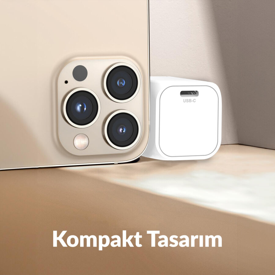 Juo 20W GaN USB-C Şarj Aleti iPhone & iPad & Android Uyumlu PD QC4.0 Type-C Hızlı Şarj Cihazı Beyaz - 7