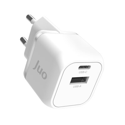 Juo 20W GaN USB-C + USB-A Şarj Aleti iPhone & iPad & Android Uyumlu PD QC4.0 Type-C Hızlı Şarj Cihazı Beyaz - 3