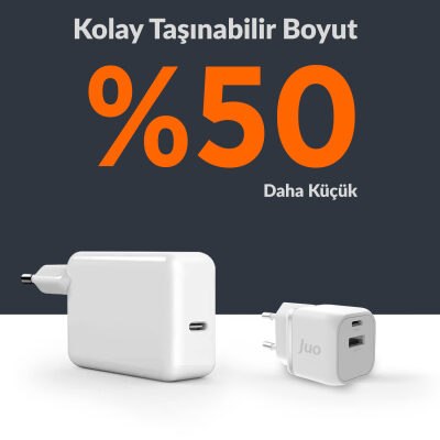 Juo 20W GaN USB-C + USB-A Şarj Aleti iPhone & iPad & Android Uyumlu PD QC4.0 Type-C Hızlı Şarj Cihazı Beyaz - 8