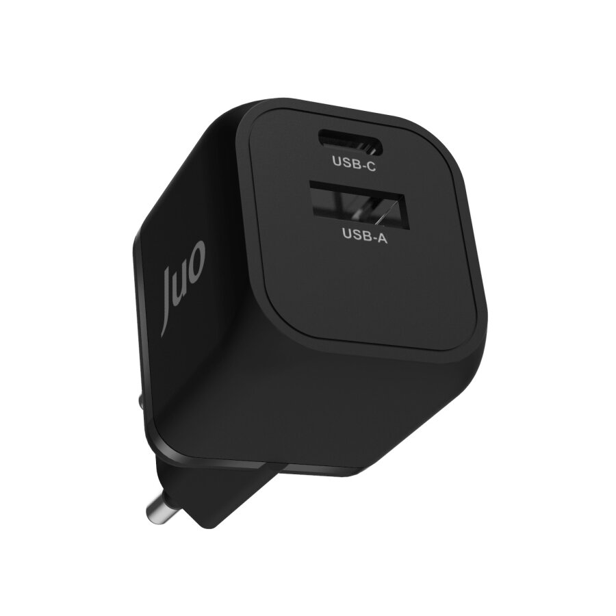 Juo 20W GaN USB-C + USB-A Şarj Aleti iPhone & iPad & Android Uyumlu PD QC4.0 Type-C Hızlı Şarj Cihazı Siyah - 4