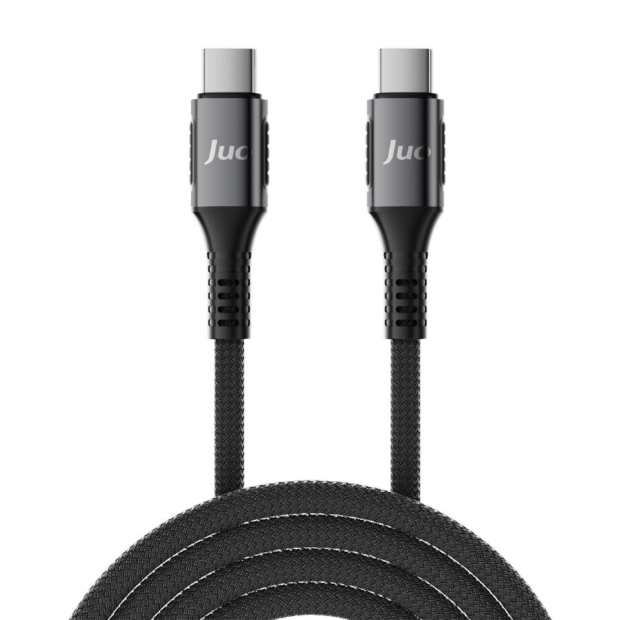 Juo 240W 5A E-Mark Çipli Örgülü USB PD Type-C to Type-C Hızlı Şarj ve Data Kablosu 1 Metre - 5