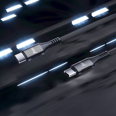 Juo 240W 5A E-Mark Çipli Örgülü USB PD Type-C to Type-C Hızlı Şarj ve Data Kablosu 2 Metre - 3
