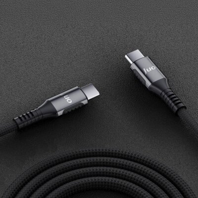 Juo 240W 5A E-Mark Çipli Örgülü USB PD Type-C to Type-C Hızlı Şarj ve Data Kablosu 2 Metre - 4
