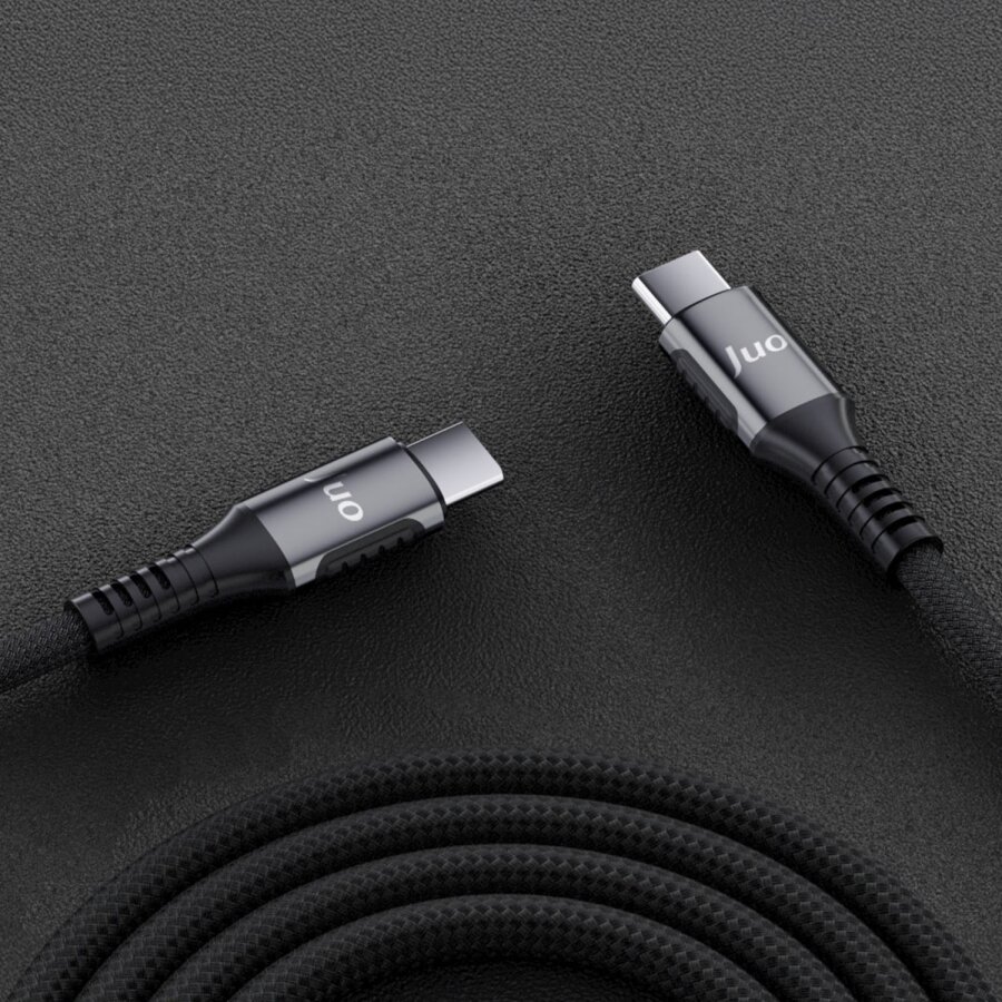 Juo 240W 5A E-Mark Çipli Örgülü USB PD Type-C to Type-C Hızlı Şarj ve Data Kablosu 2 Metre - 4