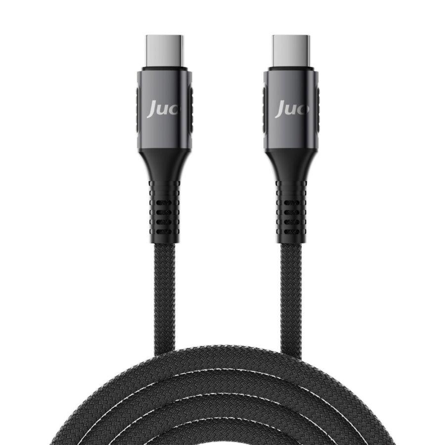 Juo 240W 5A E-Mark Çipli Örgülü USB PD Type-C to Type-C Hızlı Şarj ve Data Kablosu 2 Metre - 5