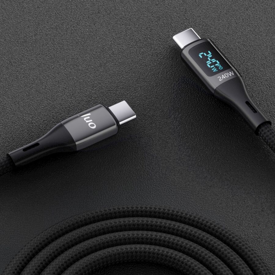 Juo 240W Dijital Led Ekranlı E-Mark Çipli PD 3.1 USB Type-C to Type-C Hızlı Şarj ve Data Kablosu 2 Metre - 3