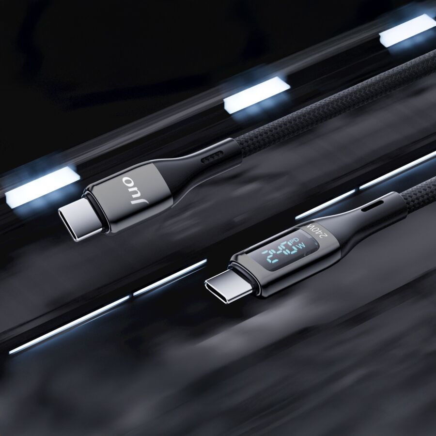 Juo 240W Dijital Led Ekranlı E-Mark Çipli PD 3.1 USB Type-C to Type-C Hızlı Şarj ve Data Kablosu 2 Metre - 4