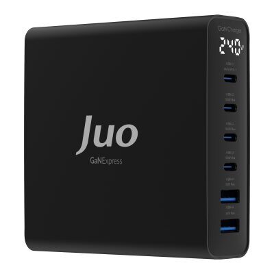 Juo 240W GaN PD 3.1 Masaüstü Hızlı Şarj Cihazı 4 Type-C + 2 USB-A iPhone & MacBook & Laptop Uyumlu Şarj Aleti - 5