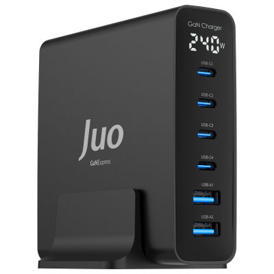 Juo 240W GaN PD 3.1 Masaüstü Hızlı Şarj Cihazı 4 Type-C + 2 USB-A iPhone & MacBook & Laptop Uyumlu Şarj Aleti
