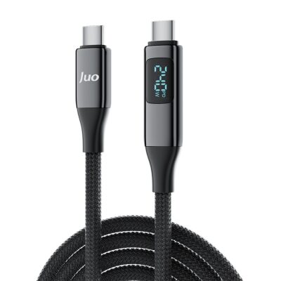 Juo 240W USB 3.1 Gen2 10Gbps E-Mark Çipli Led Display 4K 60Hz Görüntü ve Type-C Hızlı Şarj Kablosu 1.25 Metre 