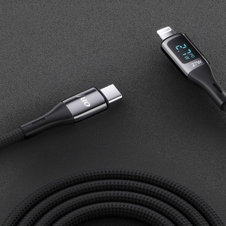 Juo 27W Dijital Led Ekranlı USB Type-C to Lightning iPhone iPad Hızlı Şarj ve Data Kablosu 2 Metre - 3