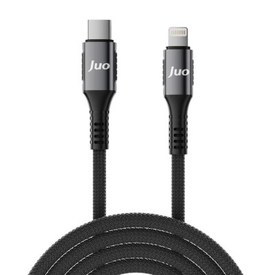 Juo 27W USB Type-C to Lightning iPhone iPad Örgülü Hızlı Şarj ve Data Kablosu 2 Metre - 5