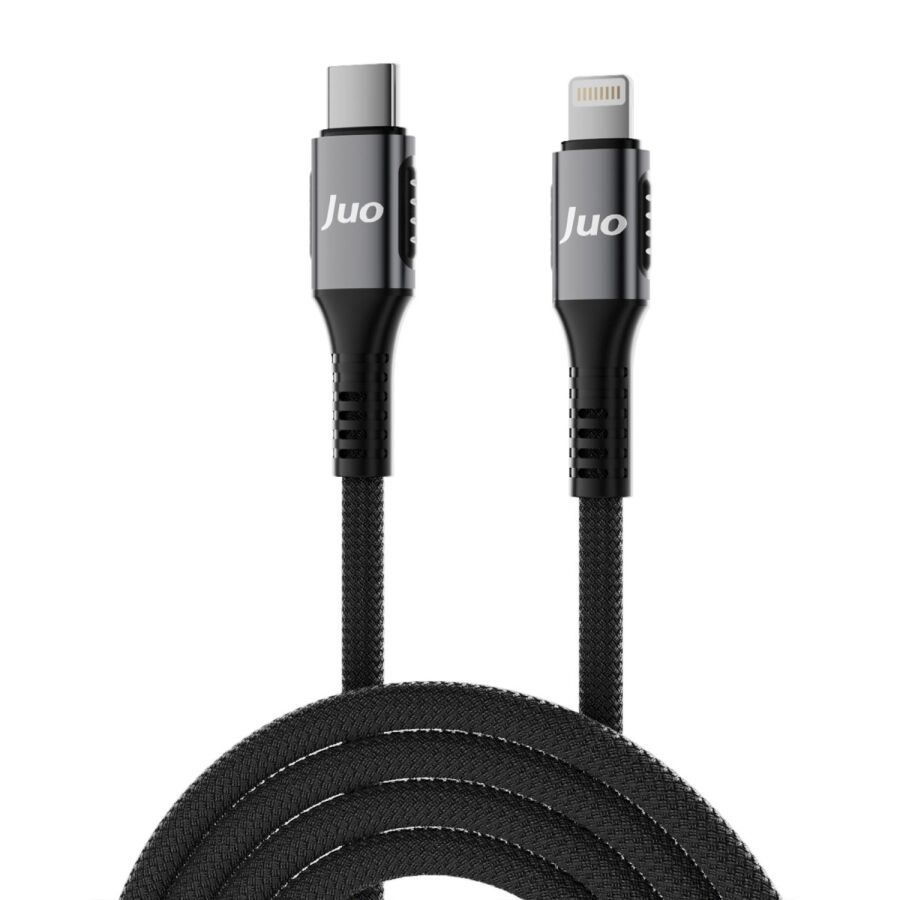 Juo 27W USB Type-C to Lightning iPhone iPad Örgülü Hızlı Şarj ve Data Kablosu 2 Metre - 1