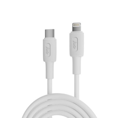 Juo 27W USB Type-C to Lightning iPhone iPad Silikon Hızlı Şarj ve Data Kablosu Beyaz 1 Metre 