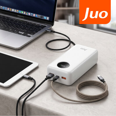 Juo 30000 mAh 22.5W Dijital Led Ekranlı Taşınabilir Hızlı Şarj Cihazı Powerbank Beyaz - 4