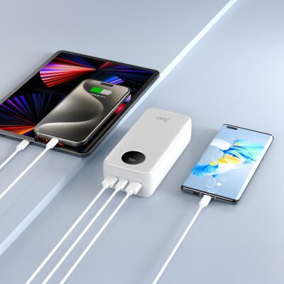 Juo 30000 mAh 22.5W Dijital Led Ekranlı Taşınabilir Hızlı Şarj Cihazı Powerbank Beyaz - 5