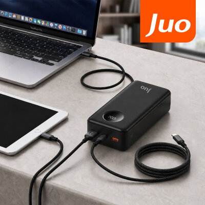 Juo 30000 mAh 22.5W Dijital Led Ekranlı Taşınabilir Hızlı Şarj Cihazı Powerbank Siyah - 4