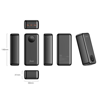 Juo 30000 mAh 22.5W Dijital Led Ekranlı Taşınabilir Hızlı Şarj Cihazı Powerbank Siyah - 3