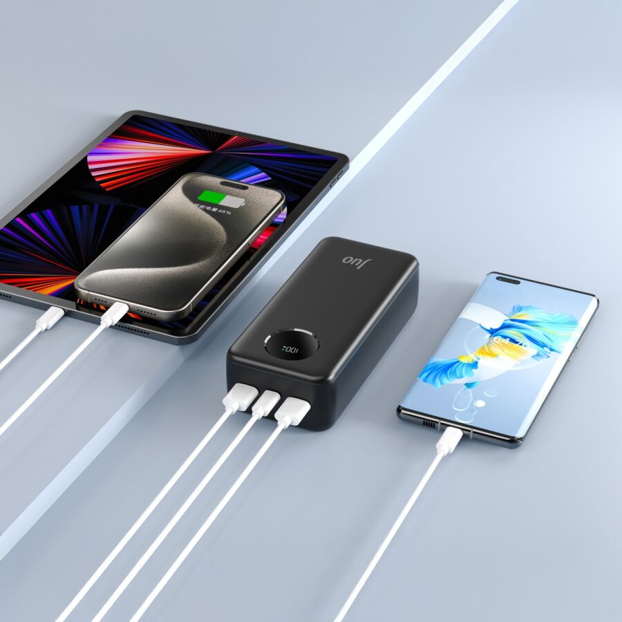 Juo 30000 mAh 22.5W Dijital Led Ekranlı Taşınabilir Hızlı Şarj Cihazı Powerbank Siyah - 5