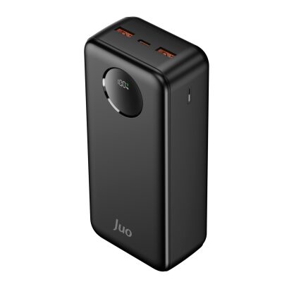 Juo 30000 mAh 22.5W Dijital Led Ekranlı Taşınabilir Hızlı Şarj Cihazı Powerbank Siyah