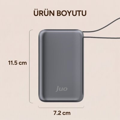 Juo 30000 mAh 65W LED Ekranlı USB-A + Type-C Dahili Kablolu Powerbank Taşınabilir PD Hızlı Şarj Cihazı - 8