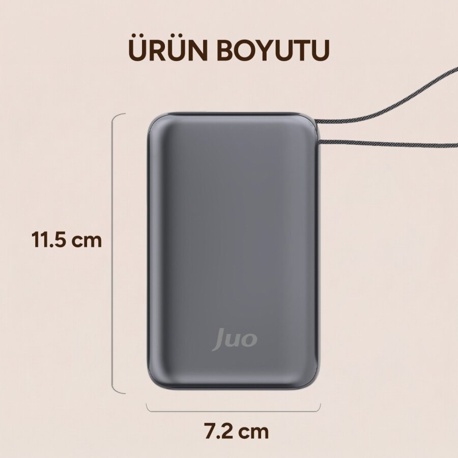 Juo 30000 mAh 65W LED Ekranlı USB-A + Type-C Dahili Kablolu Powerbank Taşınabilir PD Hızlı Şarj Cihazı - 8