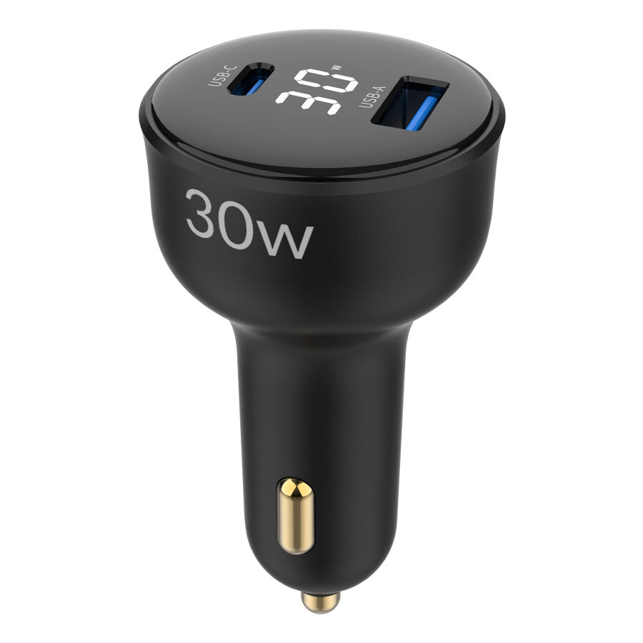 Juo 30W Led Ekranlı Type-C + USB-A Araç Şarj Aleti iPhone & Android & Tablet Araç içi Şarj Cihazı - 3