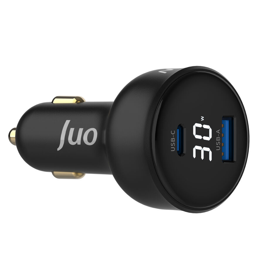 Juo 30W Led Ekranlı Type-C + USB-A Araç Şarj Aleti iPhone & Android & Tablet Araç içi Şarj Cihazı - 5