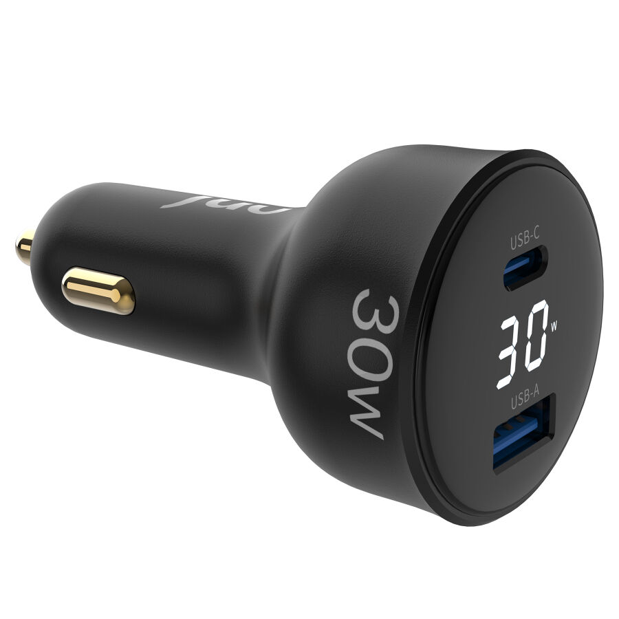 Juo 30W Led Ekranlı Type-C + USB-A Araç Şarj Aleti iPhone & Android & Tablet Araç içi Şarj Cihazı - 4