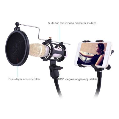 Juo 360 Derece Ayarlanabilir Telefon ve Mikrofon Tutucu - 5