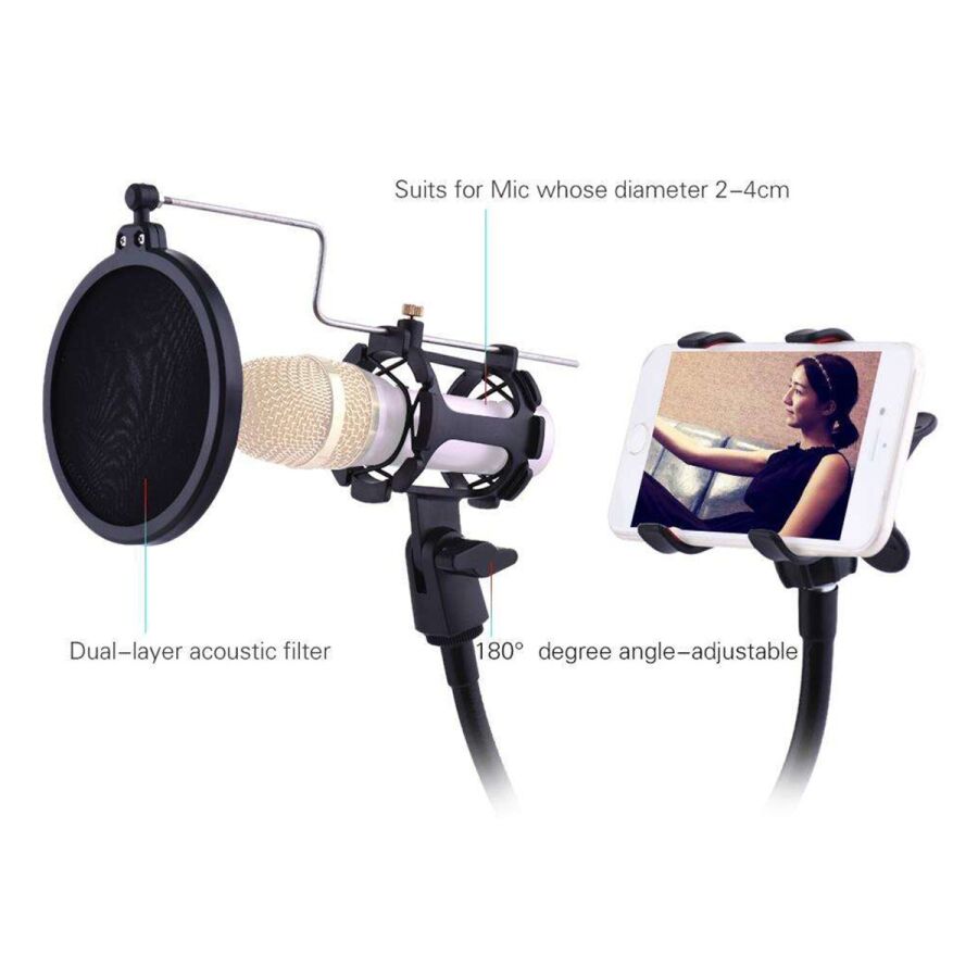 Juo 360 Derece Ayarlanabilir Telefon ve Mikrofon Tutucu - 5