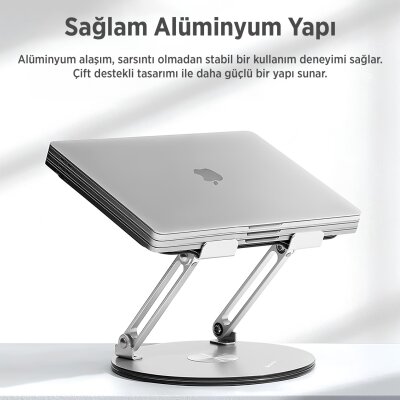 Juo 360° Dönebilen Yükseklik Ayarlı Metal Notebook Laptop Standı - 5