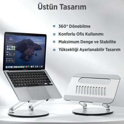 Juo 360° Dönebilen Yükseklik Ayarlı Metal Notebook Laptop Standı - 4