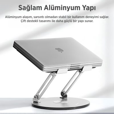 Juo 360° Dönebilen Yükseklik Ayarlı Metal Notebook Laptop Standı - 5