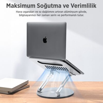 Juo 360° Dönebilen Yükseklik Ayarlı Metal Notebook Laptop Standı - 7