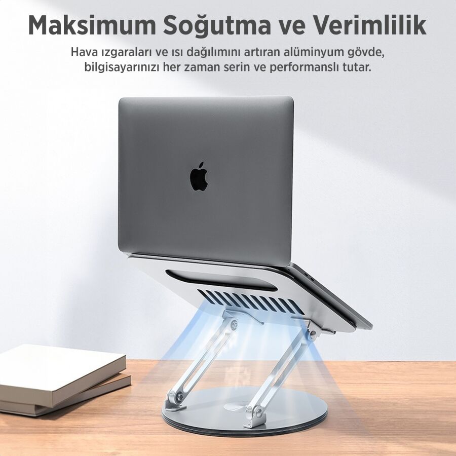 Juo 360° Dönebilen Yükseklik Ayarlı Metal Notebook Laptop Standı - 7