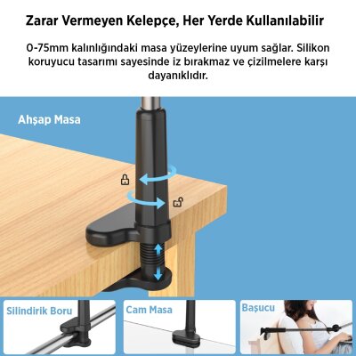 Juo 360° Dönen Uzun Kollu Ayarlanabilir Tablet ve Telefon Tutucu Stand - 2