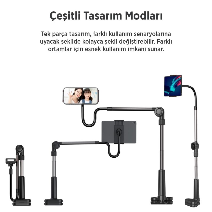 Juo 360° Dönen Uzun Kollu Ayarlanabilir Tablet ve Telefon Tutucu Stand - 11