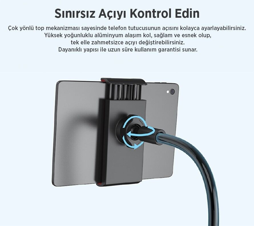 Juo 360° Dönen Uzun Kollu Ayarlanabilir Tablet ve Telefon Tutucu Stand - 8