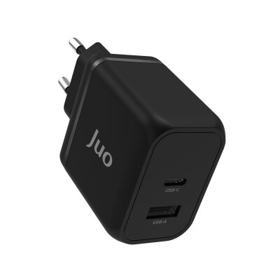 Juo 45W GaN USB-C + USB-A Şarj Aleti iPhone & iPad & Macbook & Samsung Uyumlu PD Type-C Hızlı Şarj Cihazı Siyah - 3