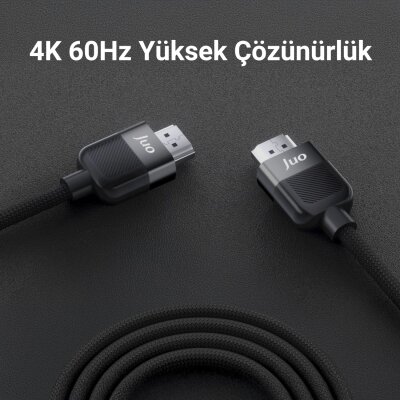 Juo 4K 60Hz 18Gbps HDR ARC HDCP Destekli HDMI 2.0 Örgülü Kablo 1 Metre - 4