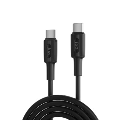 Juo 60W USB Type-C to Type-C Silikon Hızlı Şarj ve Data Kablosu Siyah 1 Metre 